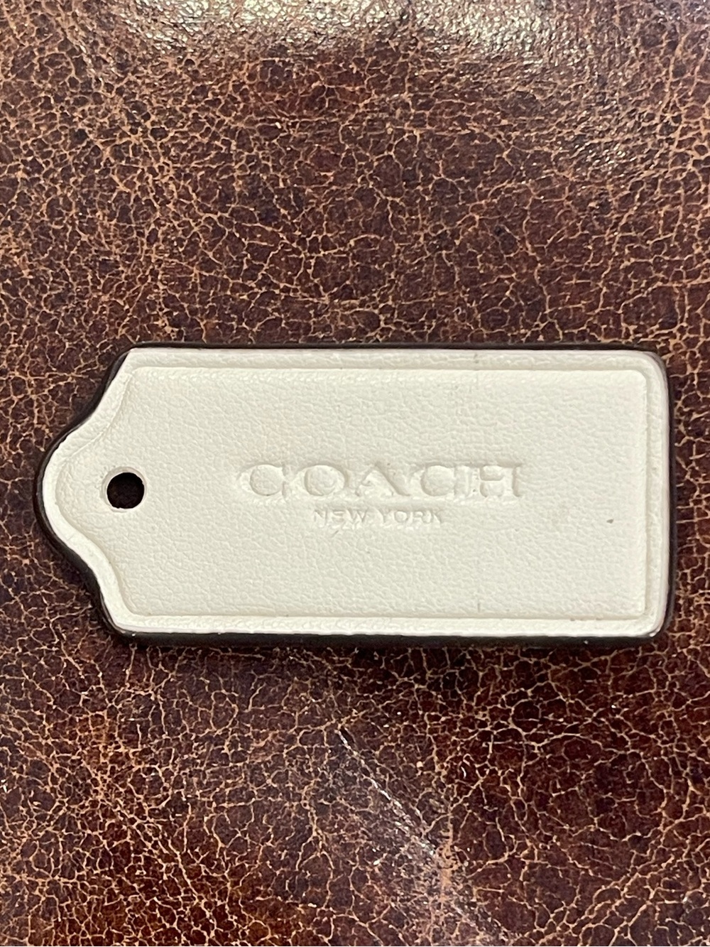 White cream leather Coach hangtag replacement